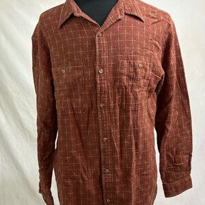 The Territory Ahead Men Brown Geometric Button Up Long Sleeve Shirt Sz XL